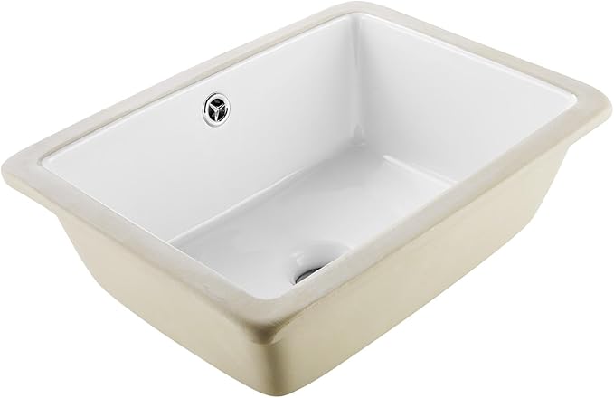 VEVOR Undermount Bathroom Sink, 15.75 x 12.01 Inch Rectangular White Ceramic Vessel Sink with Overflow Hole, Under Counter Drop in Modern Lavatory Vanity Bath Wash Bowl Basin, Rectangle Small Space