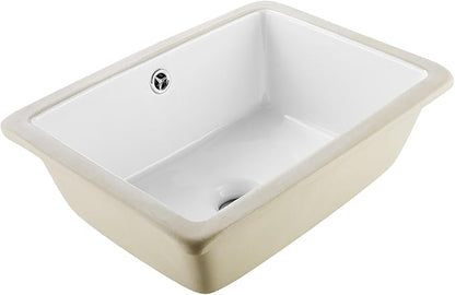 VEVOR Undermount Bathroom Sink, 15.75 x 12.01 Inch Rectangular White Ceramic Vessel Sink with Overflow Hole, Under Counter Drop in Modern Lavatory Vanity Bath Wash Bowl Basin, Rectangle Small Space