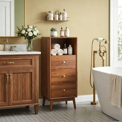 Bifins 37.6“ Tall Bathroom Cabinet with 3 Drawers and Open Shelf