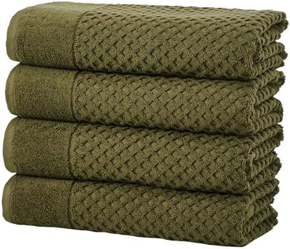 Great Bay Home Bath Towels - 100% Cotton 4 Pack 54x27 Bath Towel Set - Absorbent, Durable, Quick-Dry Towels for Bathroom (Olive)