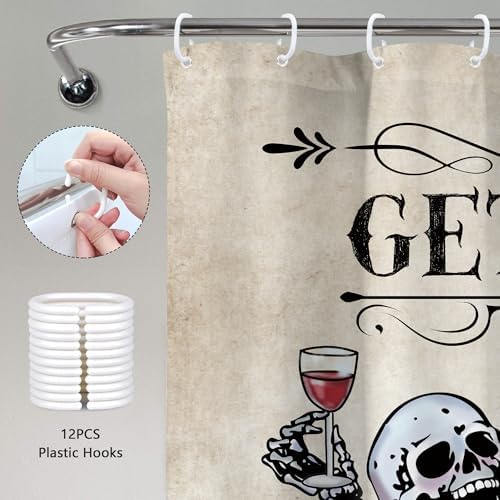 Skull Skeleton Gothic Spooky Bone Retro Bathroom Shower Curtain Set