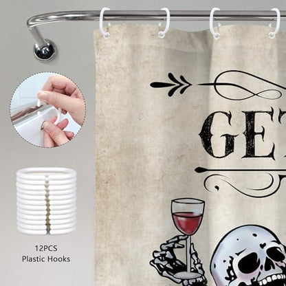 Skull Skeleton Gothic Spooky Bone Retro Bathroom Shower Curtain Set