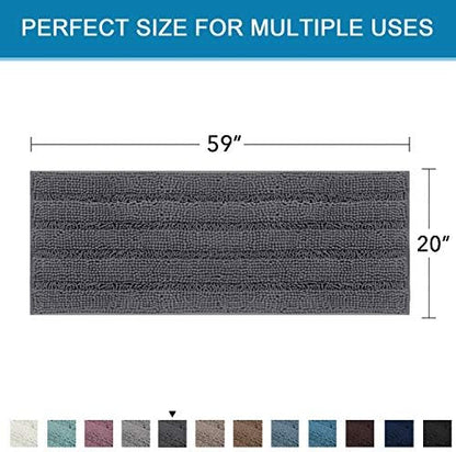 H.VERSAILTEX Bathroom Rugs Bath Mat Runner Rug Non Slip Kitchen Rug Extra Long Bath Rug Runners Oversized 59" x 20" Absorbent Washable Dry Fast Plush Area Rug for Bathroom/Bedroom - Grey