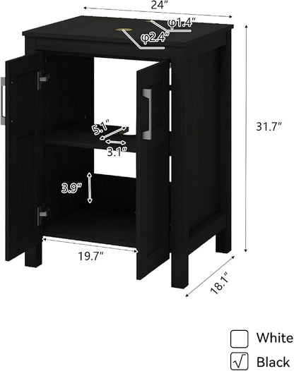YOURLITE Bathroom Vanity, 24" Modern White Bathroom Cabinet (Black)