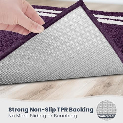 PURRUGS Bathroom Rug, Bath Mat, 20" x 24" U-Shaped, Purple