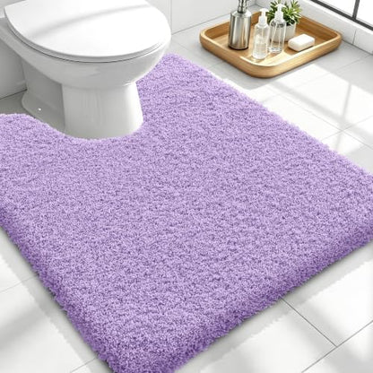 OLANLY Microfiber Soft Bathroom Toilet Rugs U-Shaped, 24x20, Lavender