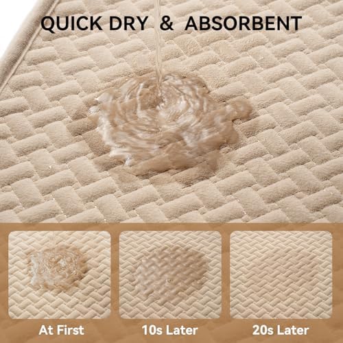 YDKGL Bathroom Rugs Non Slip, Extra Soft Absorbent Quick Dry Bath Mats, Foam Weave Texture Thin Bath Rugs Washable with Rubber Backing, 24" x 48“