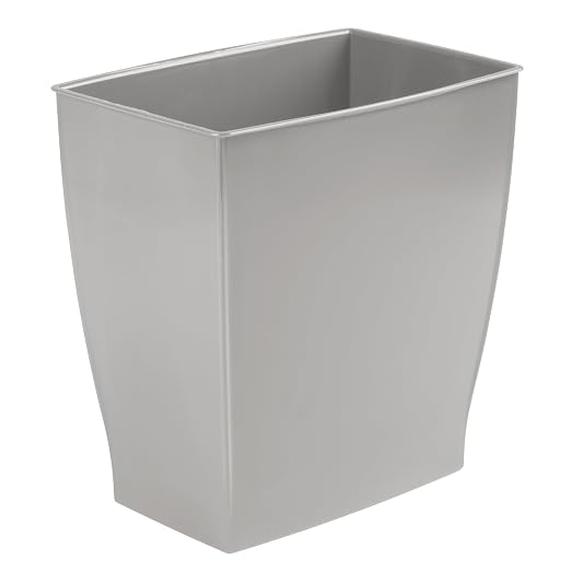 iDesign Small Plastic Bathroom Trash Can, Slim Rectangle, 4-Pack | Garbage Bin