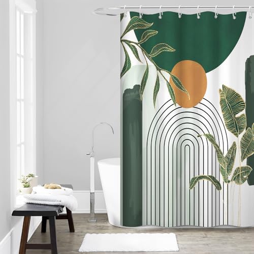 Abstract Boho Green Shower Curtain for Bathroom 60x72 Inch