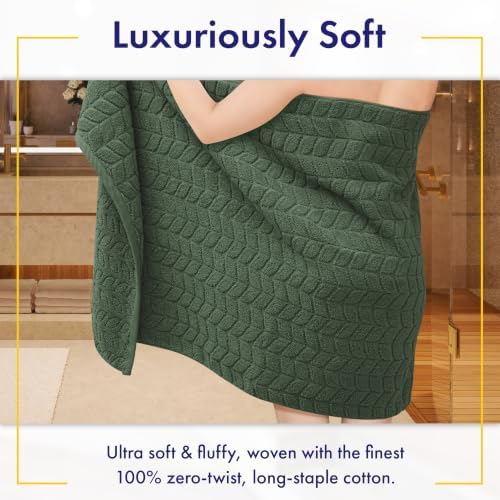 Alusa Home Ultra Soft & Stylish 700 GSM Luxury Bath Sheets | Pack of 2 | Extra Large 35x70 Inches | 100% Zero-Twist, Long-Staple Cotton | Remarkably Absorbent (Hunter Green)