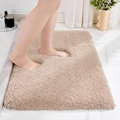 Disolla Beige Bathroom Rug 17x24 - Non-Slip Plush Small Bath Mat, Highly Absorbent & Ultra Soft Fluffy Floor Mat, Machine Washable for Shower and Tub