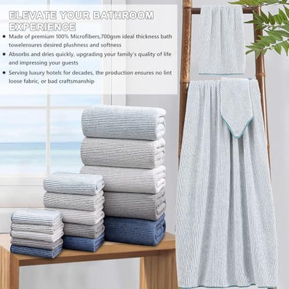 4 Piece Bath Towel Set 35"x70"Oversized Bath Towel for Bathroom Ultra Soft Fluffy Extra Large Bath Sheet Luxury Premium Bathroom Towel Highly Absorbent Quick Dry Shower Towel for Hotel Spa,Lake Blue