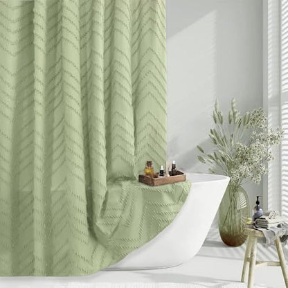 Green Boho Fabric Shower Curtain 72 x 72 Inches