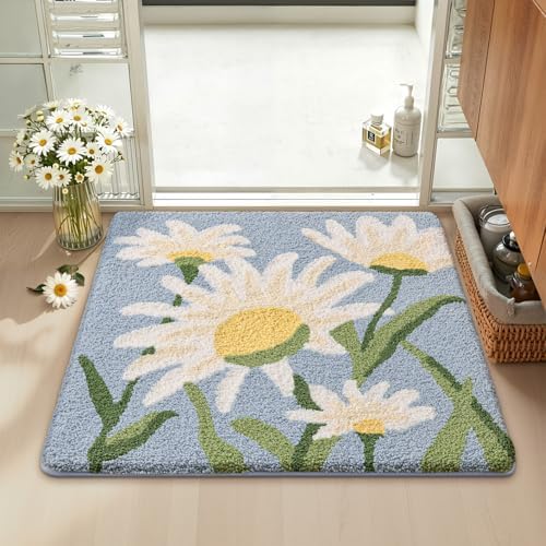 LUMI Square Bathroom Rug 26x26, Soft Absorbent Bath Mat, Non Slip