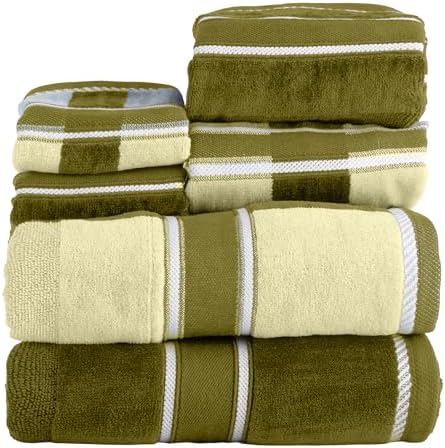 Lavish Home Bathroom Towels Set, Bathroom Accessories, Green, Set of 6