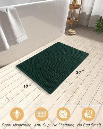 Upgraded Waffle Bath Mat Ultra Absorbent Non Slip Bathroom Mat, 18" x 30"