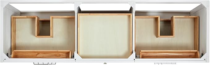 ARIEL Monroe 72-inch Bathroom Vanity with Sink,Solid Wood, 1.5-inch Carrara White Quartz Countertop & Backsplash, Double Oval Porcelain Sink, 9 Dovetail Drawers, Brushed Nickel, White
