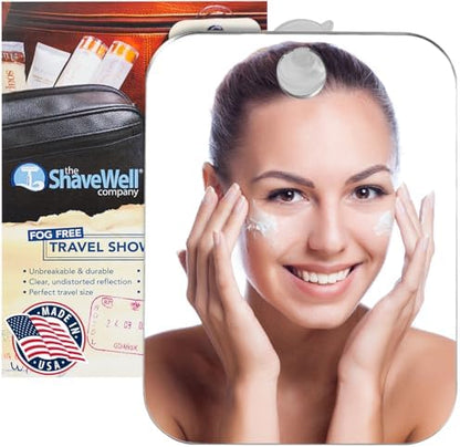Shave Well Travel Anti-Fog Shaving Mirror with Reusable Suction
