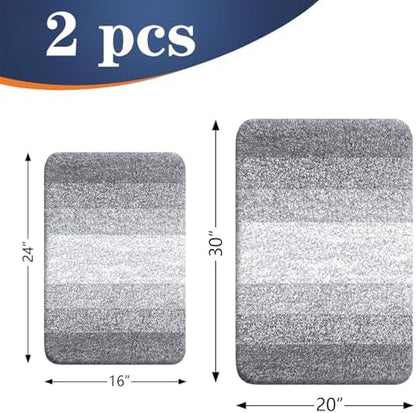 OLANLY Micorfiber Bathroom Rug Set 2 Piece, 30"x20"+24"x16"