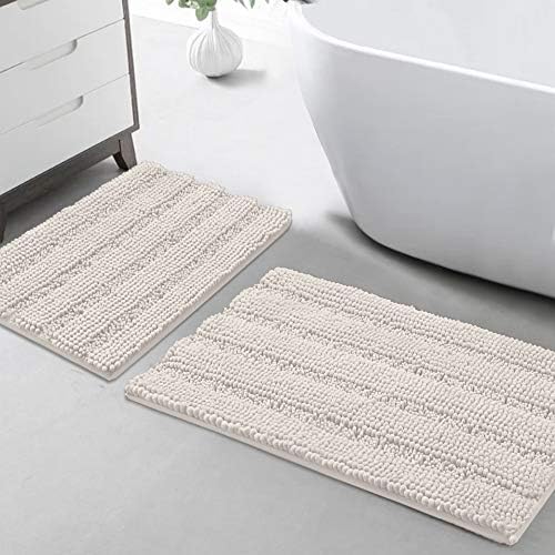 Turquoize Bathroom Rug Set, 2 Piece Soft Absorbent Chenille Bath Rug Set