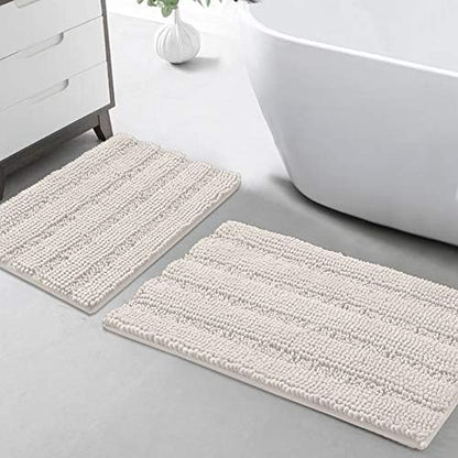 Turquoize Bathroom Rug Set, 2 Piece Soft Absorbent Chenille Bath Rug Set