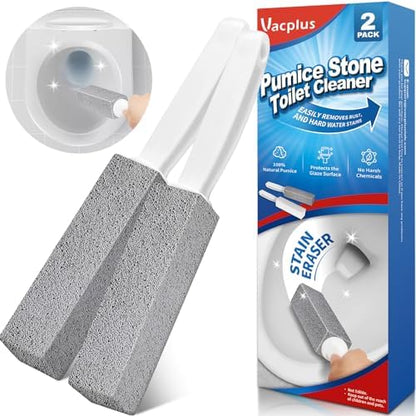 Vacplus Toilet Brush, 2 Pack, 100% Pumice Stone, Long Handle