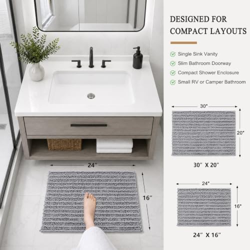 Arotive Bathroom Rugs Mat 24x16, Soft Absorbent Chenille Shaggy Bath Mat