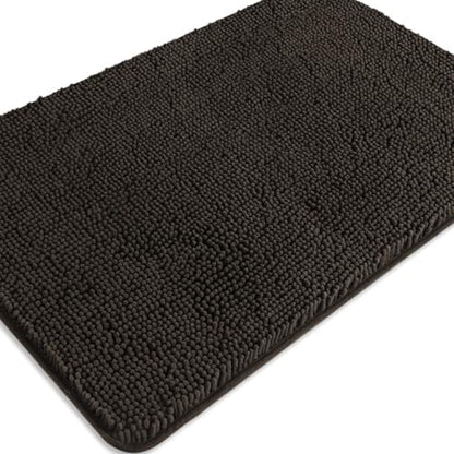 Chocolate Brown Bathroom Rugs – Absorbent and Washable Bath Mat, Non-Slip, Thick Soft Chenille Bath Rugs for Bathroom Floor, Shower, Sink - 24" x 36"