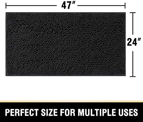 H.VERSAILTEX Bathroom Rugs Bath Mats Non Slip Luxury Chenille Bathroom Runner Rug 24x47 Extra Soft and Absorbent Shaggy Rugs Dry Fast Plush Area Carpet Mats for Bath Room, Tub - Black