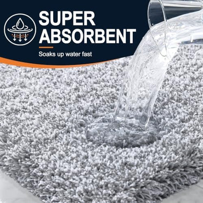 OLANLY Microfiber Bathroom Toilet Rugs U-Shaped Mat 24x20, Grey and White