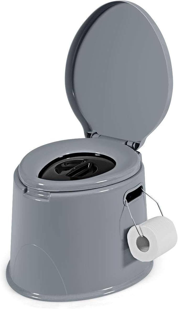 Giantex Portable Travel Toilet with Detachable Inner Bucket and Removable Paper Holder, Lightweight Outdoor & Indoor Toilet for Camping, Hiking, RV, Boating and Trip, Porta Potty