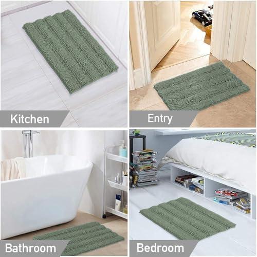 Turquoize Bathroom Rug 20"x32", Soft Absorbent Chenille Bath Rug, Green Bay