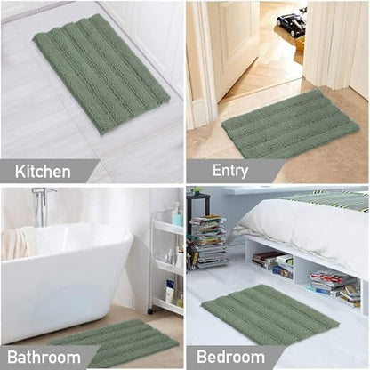 Turquoize Bathroom Rug 20"x32", Soft Absorbent Chenille Bath Rug, Green Bay
