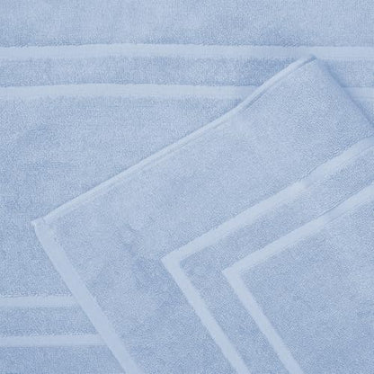 Feather & Stitch 2 Piece Towel Like Bath Mats (30x21 Inch) 100% Cotton Terry Bath Mats, Bathroom Shower Floor Mats [NOT A Bathroom Rug], Soft Absorbent Washable Mats - Sky Blue