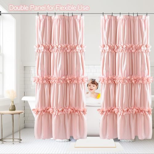 Homechoice Decor Peach Shower Curtain 2 Pack, 36" W x 72" H x 2 Panels