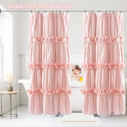 Homechoice Decor Peach Shower Curtain 2 Pack, 36" W x 72" H x 2 Panels