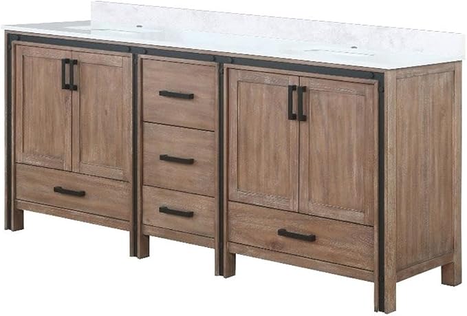 Ziva 80 in W x 22 in D Rustic Barnwood Double Bath Vanity and Cultured Marble Top