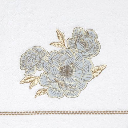 Nicole Miller – Bath Towels, Ringspun Cotton Terry with Embroidered Floral Design, Striped Trim and Brush Fringe Finish, Set of 2 (Camille)