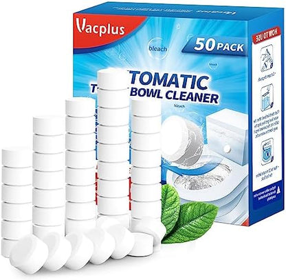 Vacplus Toilet Bowl Cleaner Tablets, 50 Pack, Auto Bleach, Long-Lasting