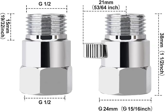 MAYYAYA Brass Shower Shut Off Valve, Flow Control, Handheld/Bidet, Chrome | Shut Off Valve, Flow Control, G1/2 NPT, Brass Body, Handle Lever, for Handheld Shower&Bidet Sprayer, Leak-Free, Silver