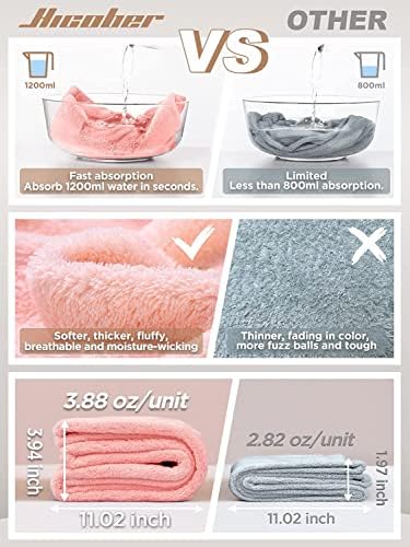 Hicober Microfiber Hair Towel Wrap for Women, Blue Grey Pink, 3-Pack