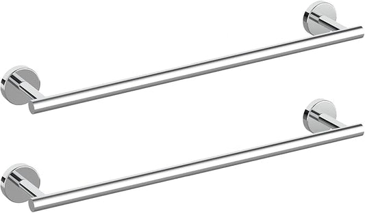 SEIDO 24 Inch Polished Chrome Towel Bar (2-Pack), Double Locking Anti-Drop Bathroom Towel Holder, SUS 304 Stainless Steel Towel Rack with 21" Usable Length, Complete Hardware, for Bathroom & Kitchen