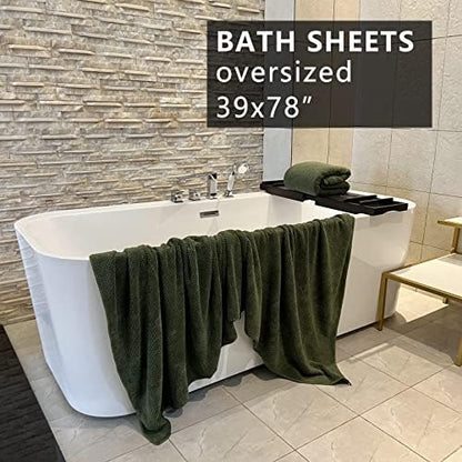 YTYC 39x78 Bath Sheets,Towels for Bathroom,Olive Green,2-Pieces
