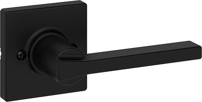 Kwikset Casey Interior Passage Door Handle, Lever For Closet and Hallway Doors, Reversible Non-Locking Handle Lever, Matte Black , with Microban Protection