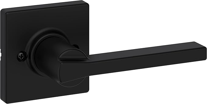 Kwikset Casey Interior Passage Door Handle 2 Pack, Lever for Closet and Hallway Doors, Reversible Non-Locking Handle Lever, Matte Black, with Microban Protection