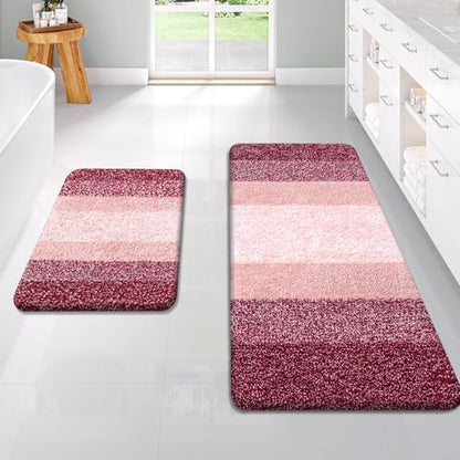 OLANLY Micorfiber Bathroom Rug Set 2 Piece, 47"x20"+24"x16"