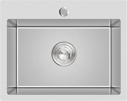 24x18 Inch Drop in Kitchen Sink 18 Gauge Stainless Steel | Single Bowl Single Hole Topmount Sink with Brushed Finish, 24"x18"x9" for Small Kitchen, Bar and RV