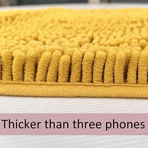 Bathroom Rugs Sets 2 Piece Extra Soft Chenille Bathroom Mats Non Slip Bath Mat Set,Absorbent Shaggy Rugs Perfect Plush Bath Rugs with U-Shaped Toilet Rug,Bathrom Carpets for Bathroom Gold