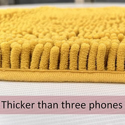 Bathroom Rugs Sets 2 Piece Extra Soft Chenille Bathroom Mats Non Slip Bath Mat Set,Absorbent Shaggy Rugs Perfect Plush Bath Rugs with U-Shaped Toilet Rug,Bathrom Carpets for Bathroom Gold