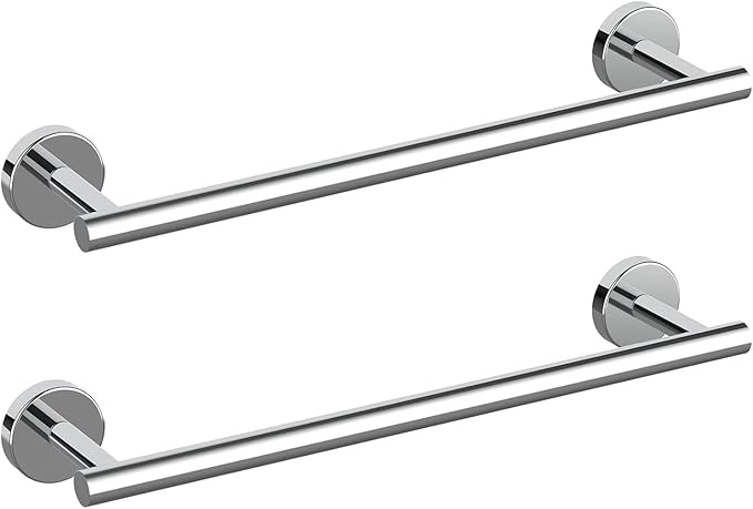 SEIDO Anti-Dropping Towel Bar with 15.6" Usable Length, Stainless Steel Towel Holder for Bathroom Wall, Double Locking Design Towel bar for Bathroom, Polished Chrome, 18 inch, 2pc